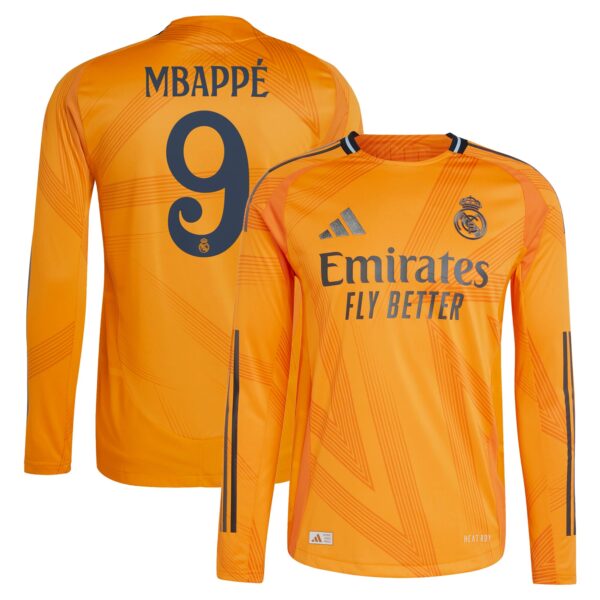 Real Madrid Away Authentic Shirt 2024-25 - Long Sleeve with Mbappé 9 printing