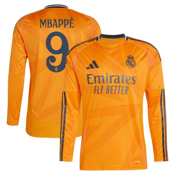 Real Madrid Away Shirt 2024-25 - Long Sleeve with Mbappé 9 printing